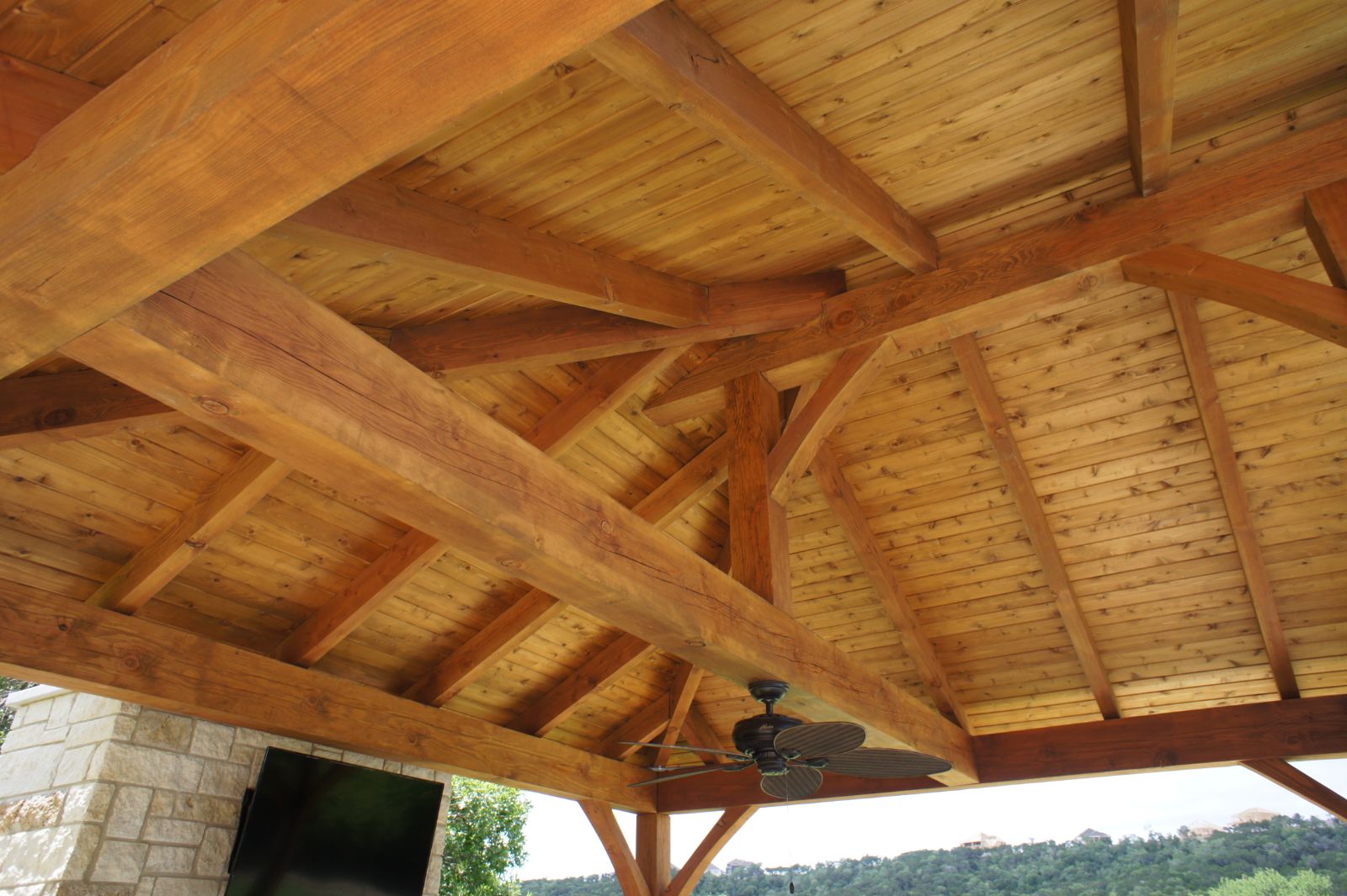 22x19, king post half hip, heavy timbers, outdoor living, entertaining, pavilion kit, timber frame pavilion, free standing pavilion, wood pavilion, pavilion plans, post and beam, pre fab, ideas, designs, costs