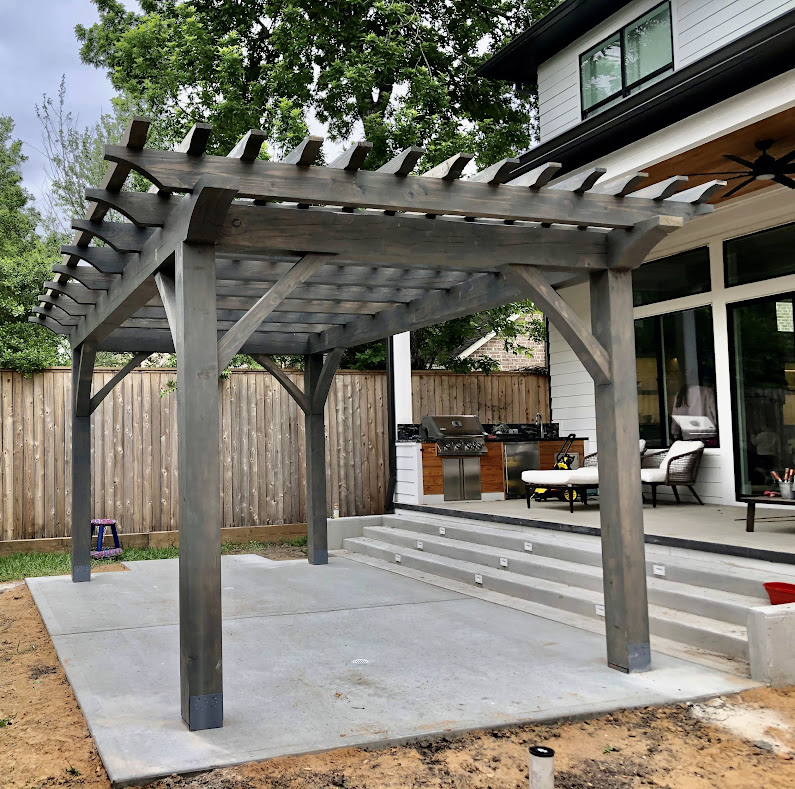 13x21, Pergola, Heavy Beam, Traditional, Cedar, Douglas Fir, Residential, Barbecue or Grill, Patio Furniture, Outdoor Kitchen, Cement or Concrete Pad, Patios, Freestanding, Backyard, Covers