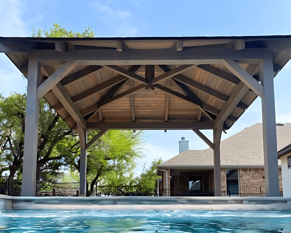 Austin, Texas, pavilion, poolside, cabana, pool shade, outdoor entertaining, outdoor living