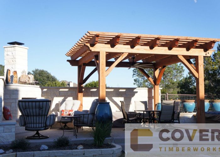 12x12, 15’ x 15’, Outdoor living, cement or concrete pad, patio furniture, residential, fire pit or fireplace, outdoor kitchen or kitchen, cabana, poolside or swimming pool, new Braunfels, entertaining, pergola kit, cedar pergola, free standing pergola