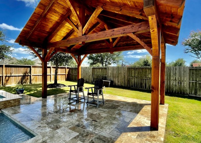 22x15, Cantilever, Rear Gable, Pavilion, Patios, Pool or Poolside, Patio Furniture, Cabana, Residential, Pavers, Cement or Concrete Pad, Garden Structure, Austin, Pre Fab, Outdoor Living
