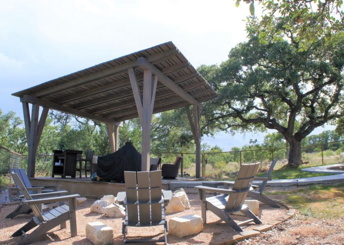 23x21, modern, heavy timbers, cement or concrete pad, Boerne, Kerrville, Fredericksburg, pre fab, pavilion kit, free standing pavilion, timber frame pavilion, hill country pavilion, wood pavilion, shade structure, post and beam
