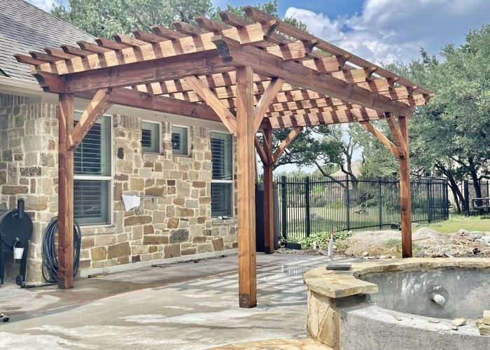 13x21, Traditional, Pergola, Cement or Concrete Pad, Residential, Douglas Fir, Cedar pergola, Backyard, Cabana, Poolside or swimming pool, garden structure, outdoor living, entertaining, Austin, Driftwood